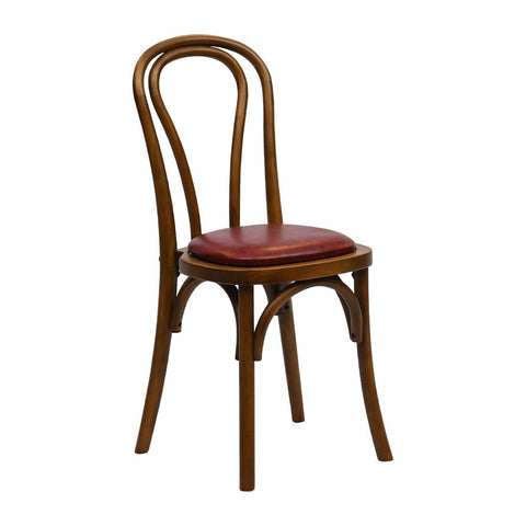 Hoop Back Dining Chair in Weathered Oak with Bison Bordeaux Seat (Pack of 2)