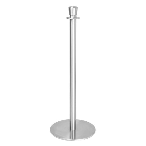 Bolero Flat Base Barrier Posts Brushed Stainless Steel (Pack of 2)