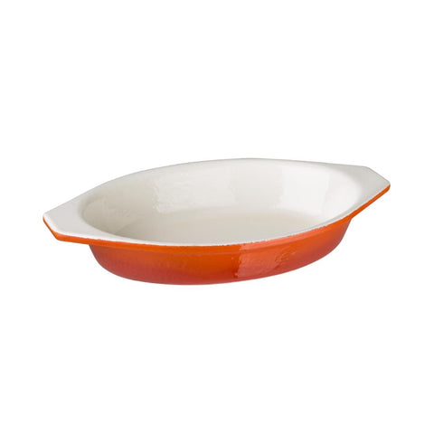 Vogue Oval Cast Iron Gratin Dish Orange 650ml product image
