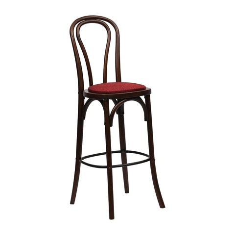 Hoop Back Bar Chair in Dark Walnut with Shetland Scarlett Seat