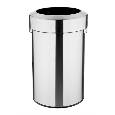 Bolero Bin with Open Top Lid Brushed Steel product image