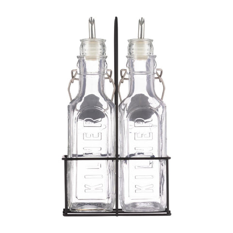Kilner Oil Bottles and Metal Rack 300ml (Pack 2)