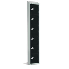 Elite Six Door Combination Locker Black Sloping Top