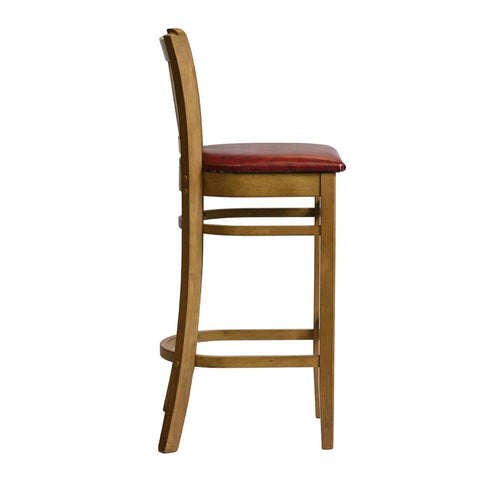 Manhattan Bar Chair in Weathered Oak with Bison Bordeaux Seat