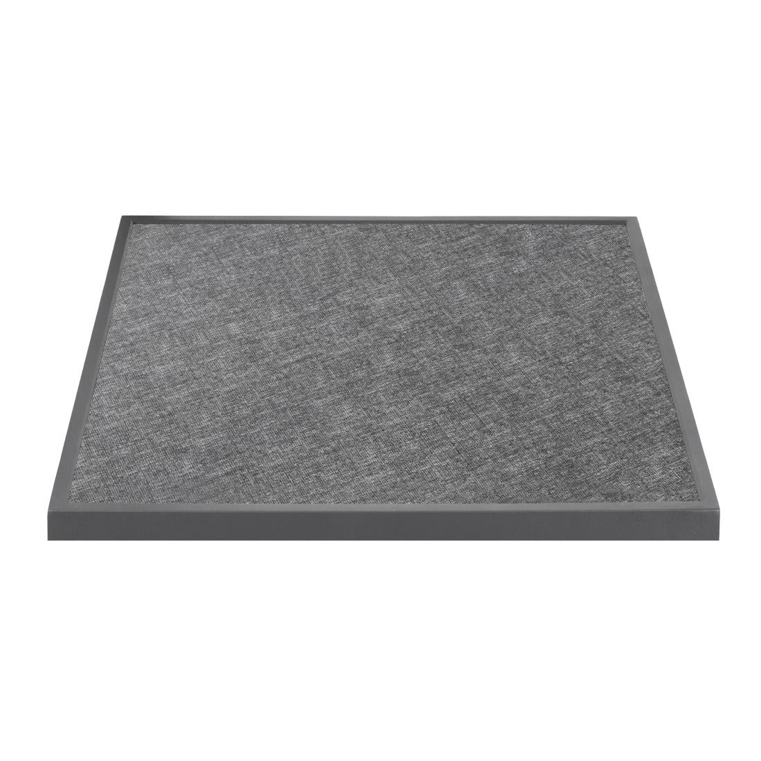 Bolero Black Brushed Mix Outdoor Tempered Glass Table Top Square Grey Trim 700mm - Advantage Catering Equipment