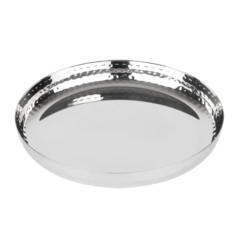 Olympia Hammered Stainless Steel Round Tray 260x35mm