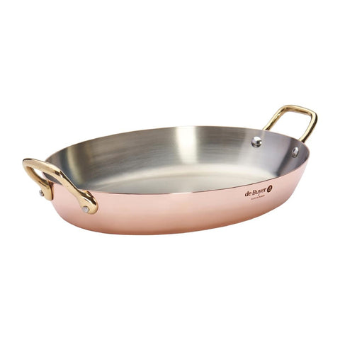 De Buyer Inocuivre Oval Dish with Brass Handles 32cm