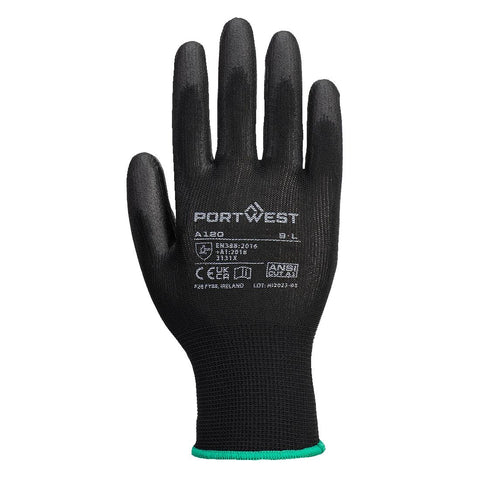 Portwest Black PU Palm Glove Size L