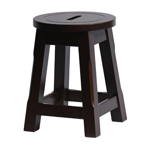 Wooden Top Low Stool in Dark Walnut (Pack of 2)