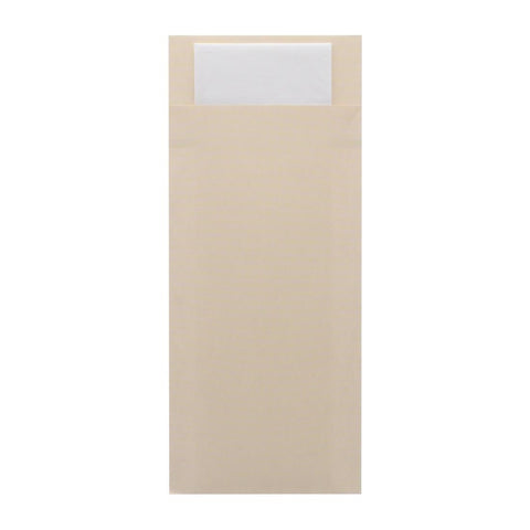 Europochette Classic Size Cream Cutlery Pouch with White 2ply Napkin (Pack of 500)