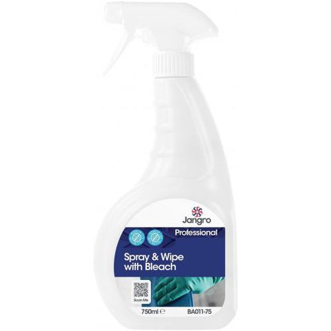 Jangro Ready to Use Spray & Wipe with Bleach - 750ml Spray