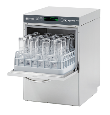 Maidaid Evolution 425 WS 400mm Basket Undercounter Glasswasher With Drain Pump & Water Softener