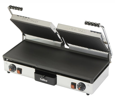 Hallco MEMT16052XNS Panini Contact Grill – Ribbed Top & Flat Bottom