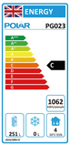 Polar G-Series Triple Door Counter Fridge Black 368Ltr
