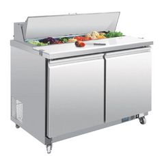 Polar U-Series Double Door Prep Counter Fridge 405Ltr