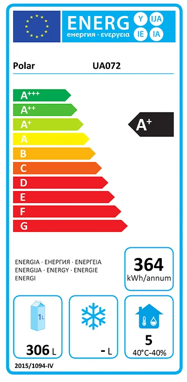 Polar U-Series Energy Efficient 3 Door Counter Fridge 474Ltr