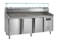Tefcold PT1300 + GVC38-200 Three Door Pizza Prep Counter