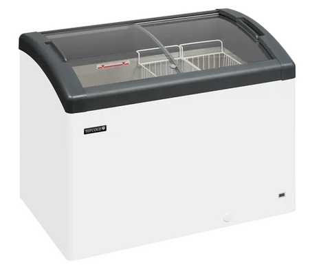 Tefcold FOCUS 106 GREY 270 Ltr Sliding Curved Glass Lid Chest Freezer