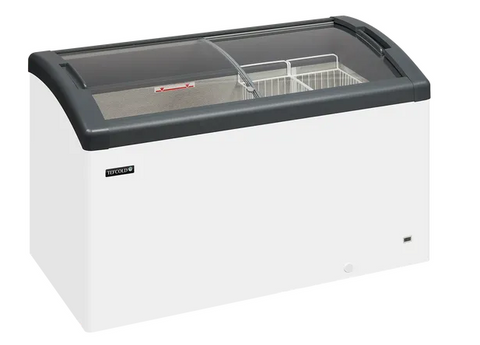 Tefcold FOCUS 131 GREY 352 Ltr Sliding Curved Glass Lid Chest Freezer