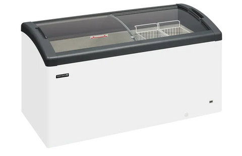 Tefcold FOCUS 151 GREY 418 Ltr Sliding Curved Glass Lid Chest Freezer