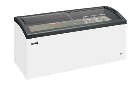 Tefcold FOCUS 171 GREY 484 Ltr Sliding Curved Glass Lid Chest Freezer