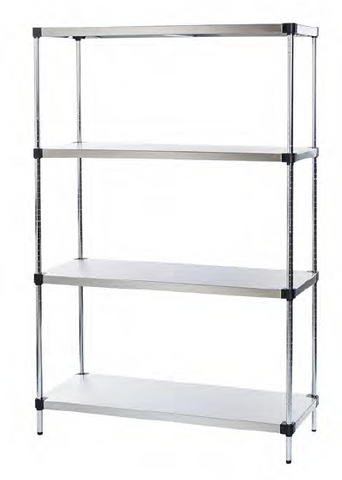 EAIS EZ Store 4 Tier Stainless Steel Solid Shelving - 1800mm High