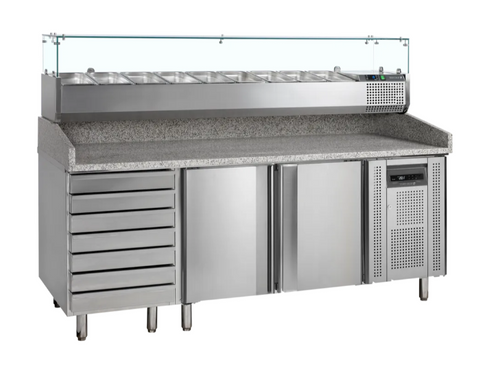 Tefcold PT1310 + VK38-200 390 Ltr Gastronorm Preparation Counter with Dough Drawers - Advantage Catering Equipment