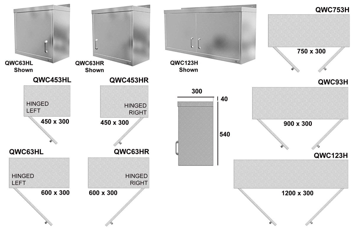 Quick Service Stainless Steel Lockable Wall Cupboards with Hinged Doors