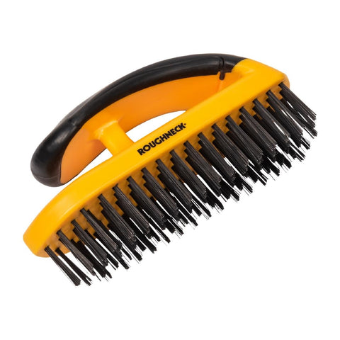Roughneck Block Wire Grill Brush with Soft Grip Handle