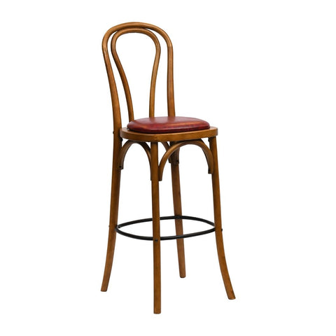 Hoop Back Bar Chair in Weathered Oak with Bison Bordeaux Seat