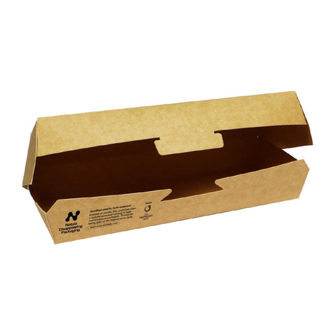 Notpla Clamshell Hot Dog Boxes - Kraft (Pack of 350)