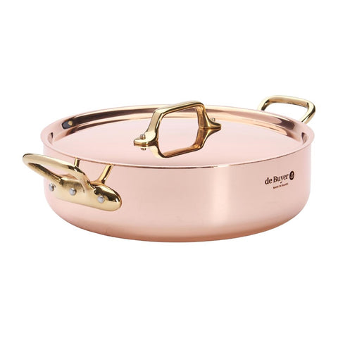 De Buyer Inocuivre Saute Pan with Lid Brass 24cm
