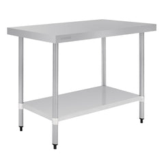 Vogue 1200mm Stainless Steel Prep Table with Under Shelf