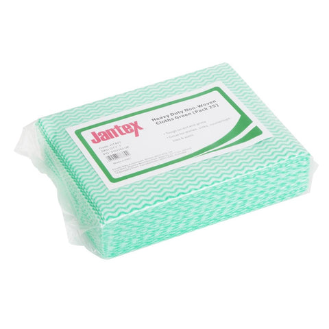 Jantex Heavy Duty Non-Woven Cloths Green (Pack of 25)