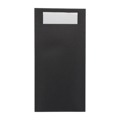 Europochette Royal Size Black Cutlery Pouch with White Soft 2ply Napkin (Pack of 250)
