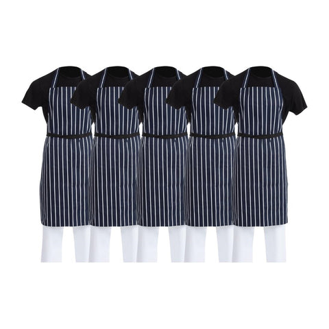 Whites Butchers Stripe Bib Aprons Blue/White (5 Pack)