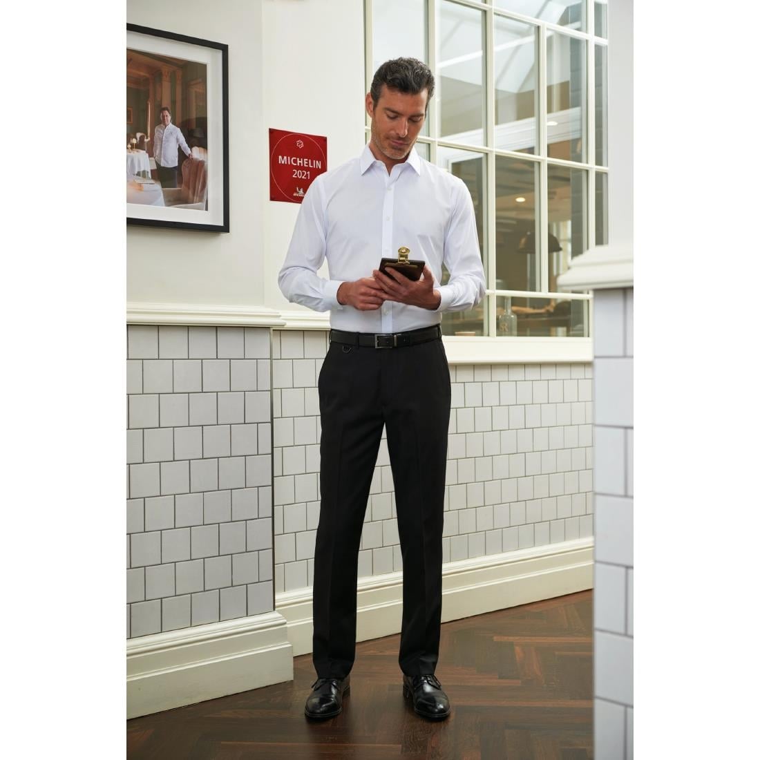 Brook Taverner Mens Mars Short Leg  Black Waiting Trousers Size 38"