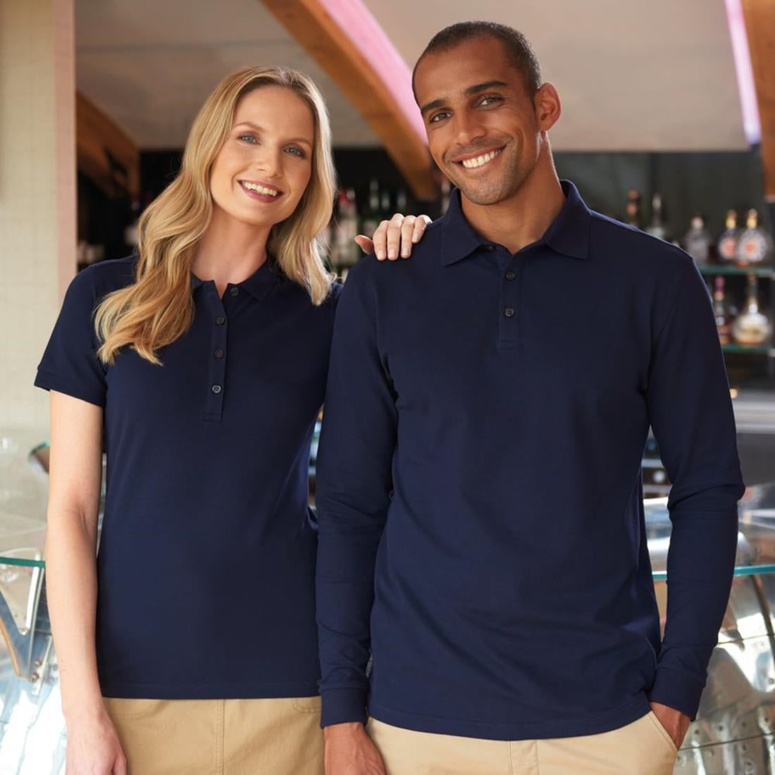 Brook Taverner Frederick Mens Long Sleeve Polo Shirt Navy Size S