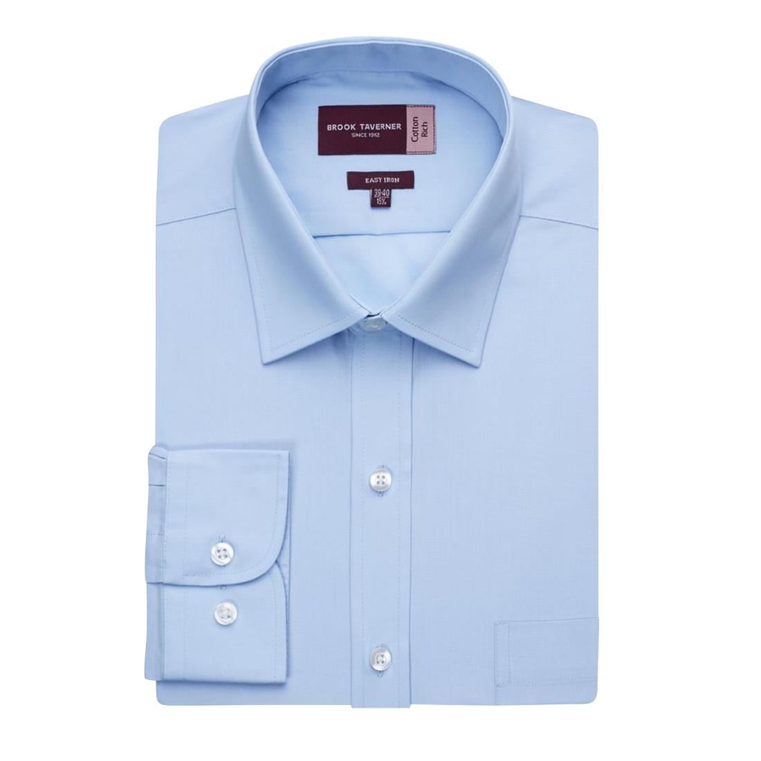 Brook Taverner Mens Long Sleeve Rapino Shirt Blue 17 1/2"