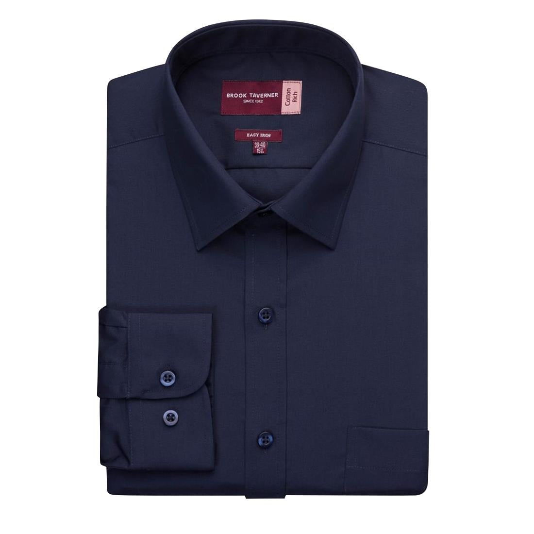 Brook Taverner Mens Long Sleeve Rapino Shirt Navy 17 1/2"