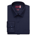 Brook Taverner Mens Long Sleeve Rapino Shirt Navy 17 1/2"