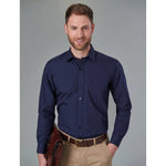 Brook Taverner Mens Long Sleeve Rapino Shirt Navy 16 1/2"
