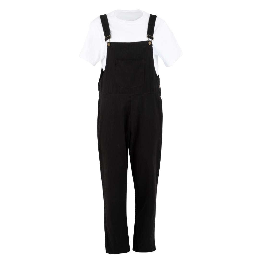 Southside Cotton Canvas Bib & Brace Dungarees Black S