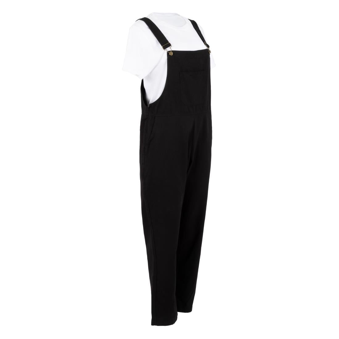 Southside Cotton Canvas Bib & Brace Dungarees Black XL