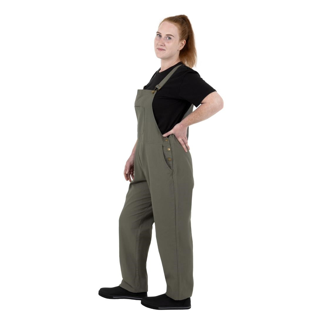Southside Cotton Canvas Bib & Brace Dungarees Khaki L