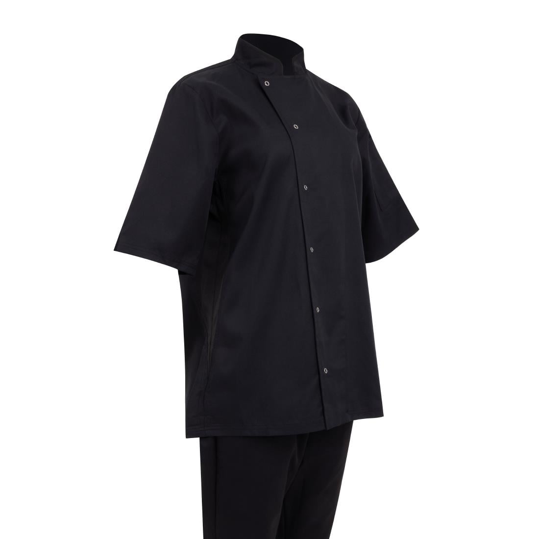 Southside Oakland Lyocell and Cotton Short Sleeve Chefs Jacket Black Size S