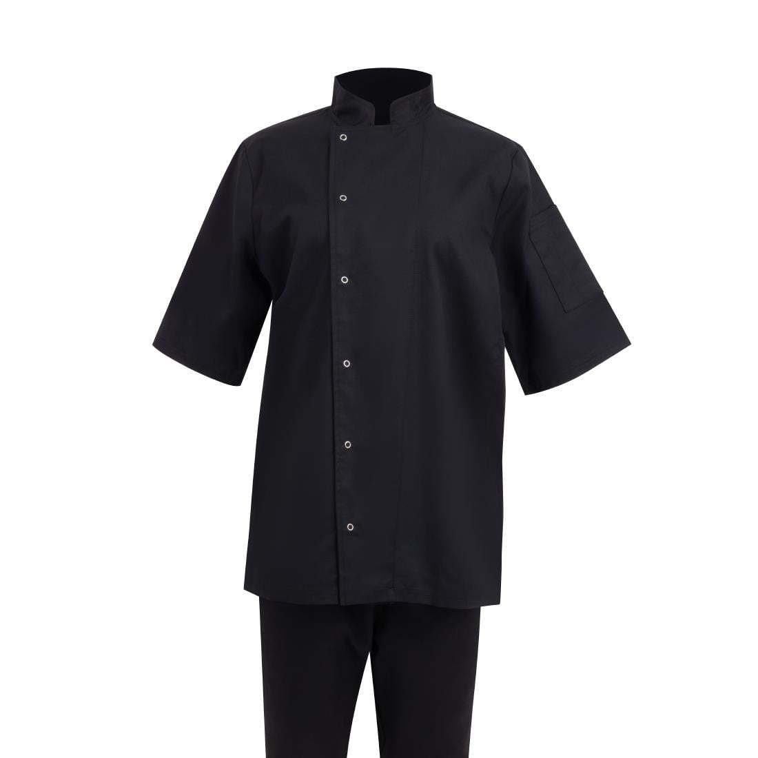 Southside Oakland Lyocell and Cotton Short Sleeve Chefs Jacket Black Size S