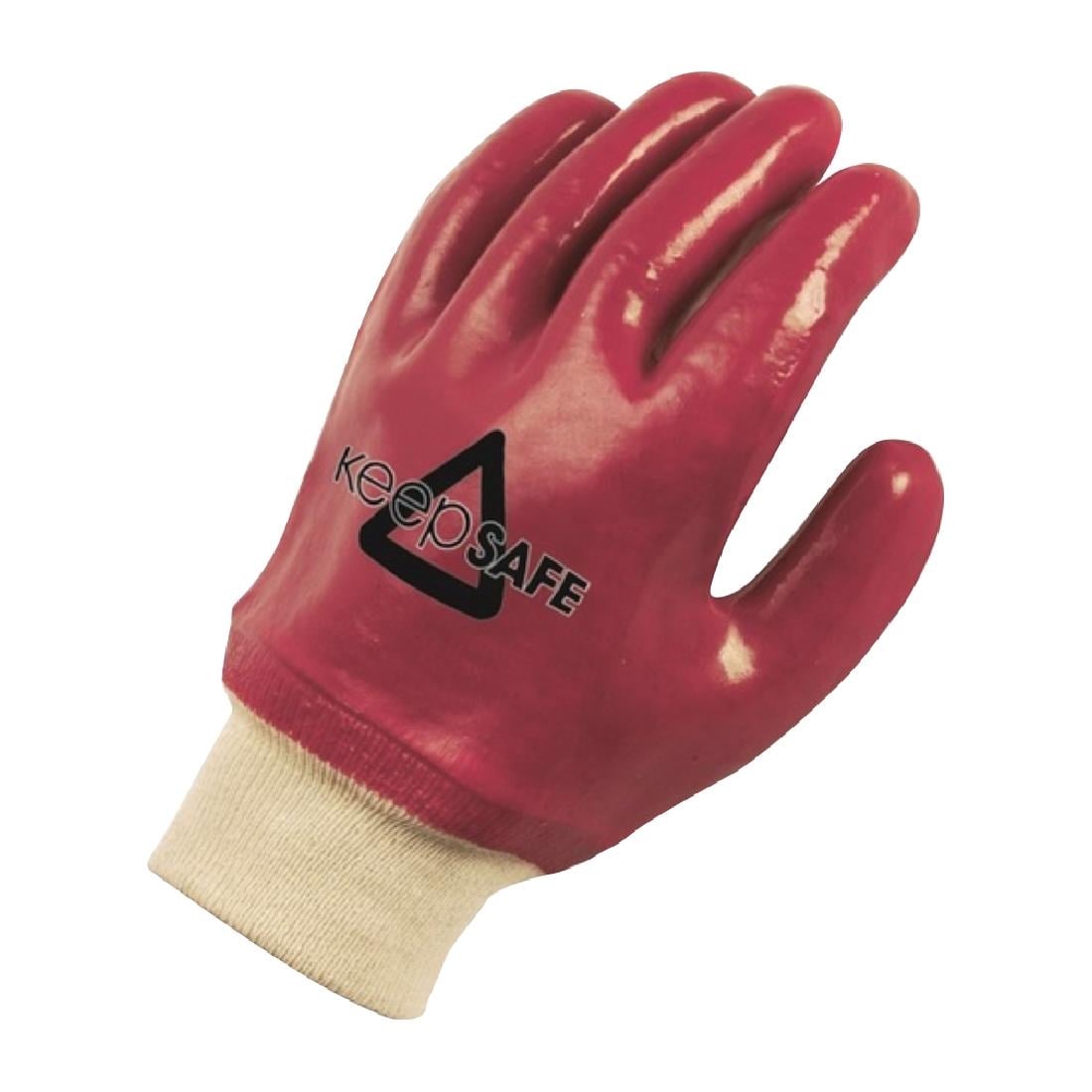 KeepSAFE PVC Fully Coated Knit Wrist Red Glove Size 9