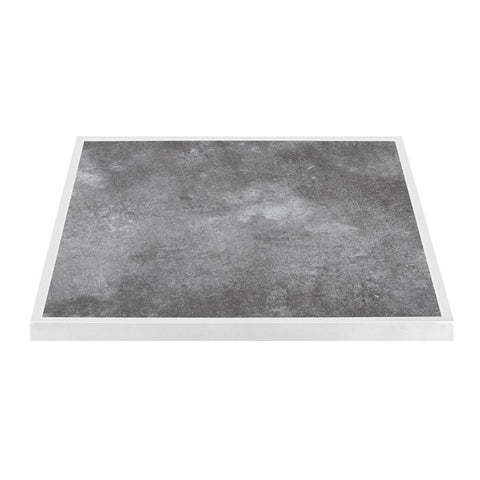 Bolero Dark Stone Effect Outdoor Tempered Glass Table Top White Trim - 700mm - Advantage Catering Equipment