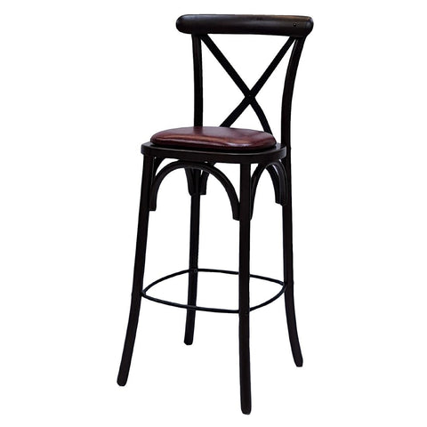 Bristol Bar Chair in Dark Walnut with Bison Bordeaux Seat